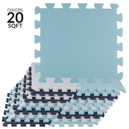 Stalwart Foam Floor Tiles - 20sqft Soft Baby Play Mat - Interlocking Puzzle Mat by Blue 75-6408